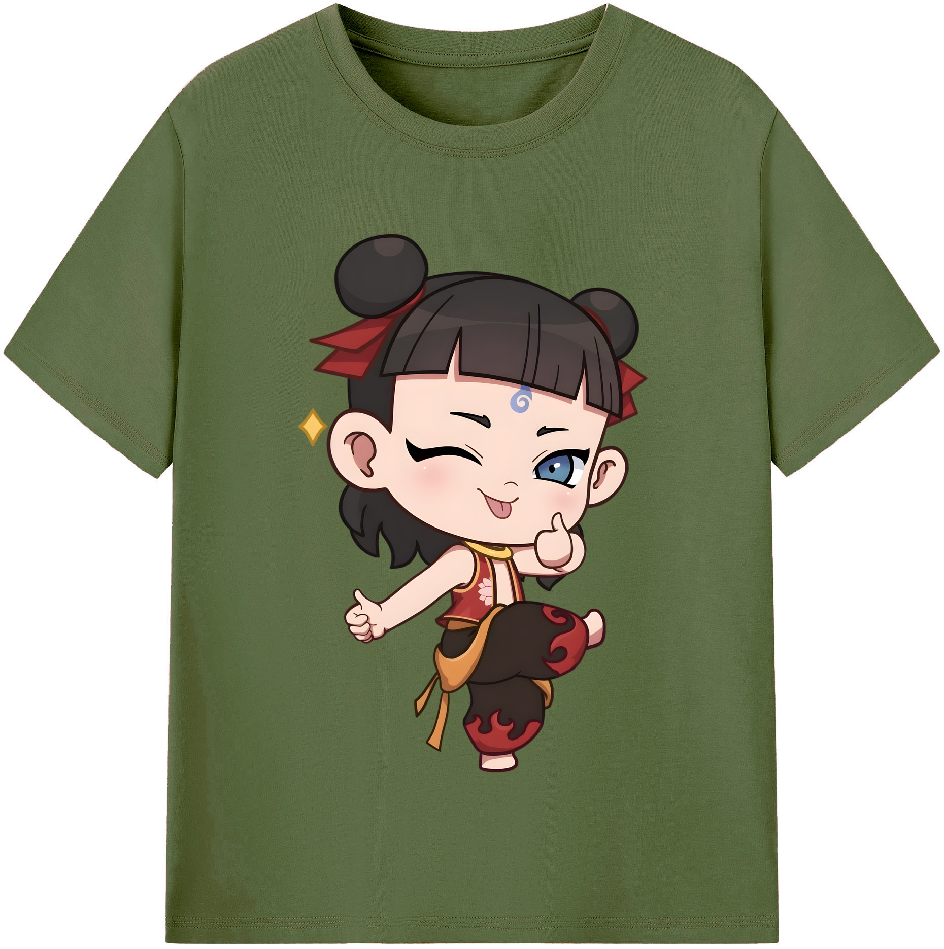 （画像用） Ne Zha 2 ナタ 魔童の大暴れ 綿100％半袖Tシャツ（フロントプリント）